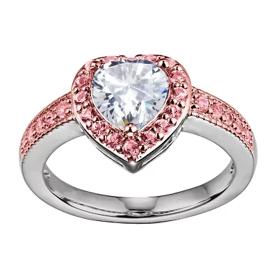 Sparkle Allure Womens Cubic Zirconia Heart Halo Promise Ring