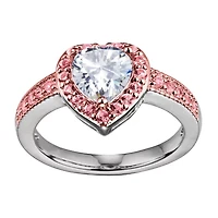 Sparkle Allure Womens Cubic Zirconia Heart Halo Promise Ring