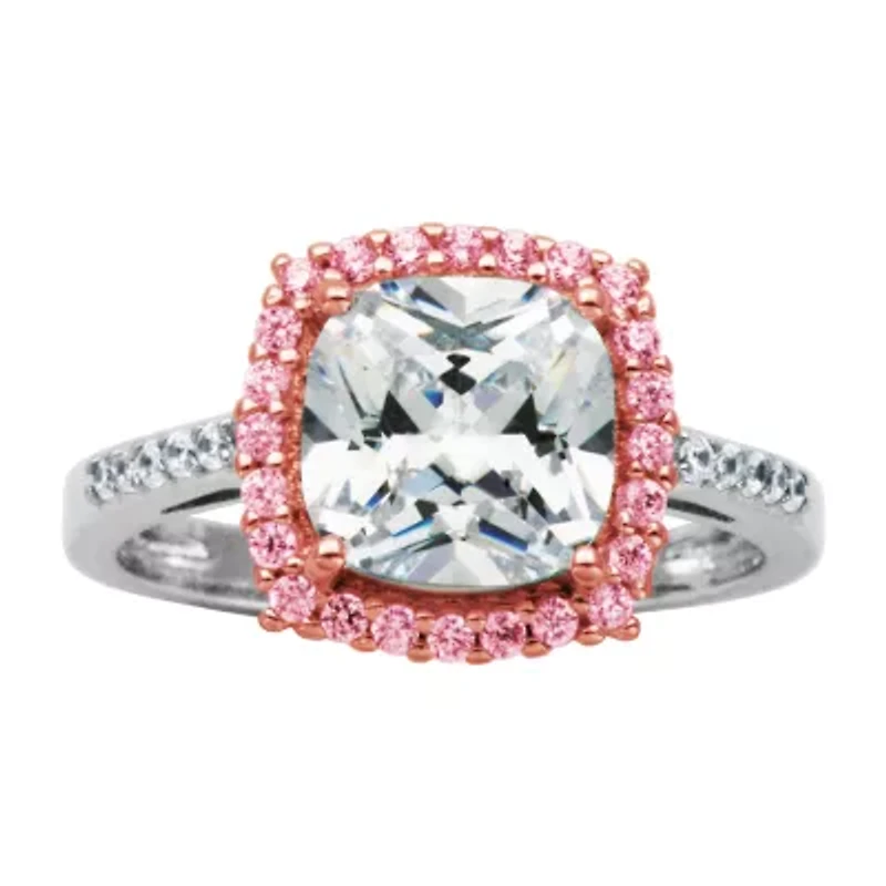Sparkle Allure Womens Cubic Zirconia Square Halo Engagement Ring