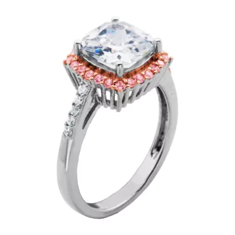 Sparkle Allure Womens Cubic Zirconia Square Halo Engagement Ring