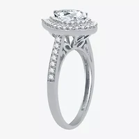 Signature By Modern Bride (H-I / I1) Womens 1 1/2 CT. T.W. Lab Grown White Diamond 10K Gold Pear Side Stone Halo Engagement Ring