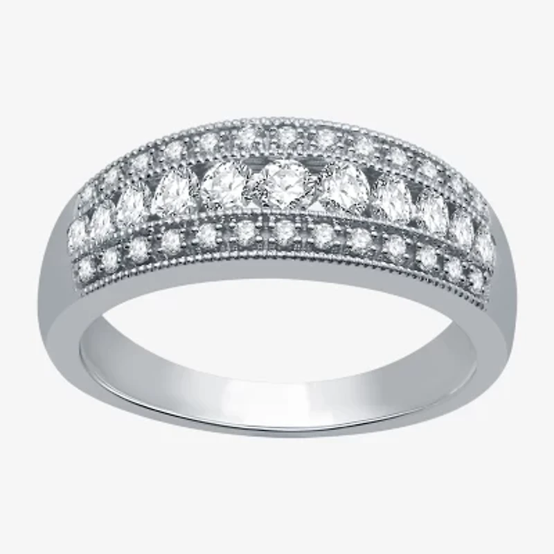 (H-I / I1) Womens 1/2 CT. T.W. Lab Grown White Diamond 10K Gold Anniversary Band