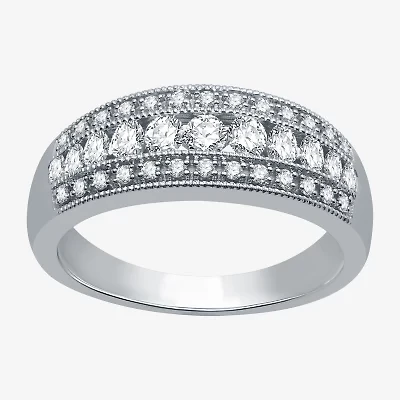 (H-I / I1) Womens 1/2 CT. T.W. Lab Grown White Diamond 10K Gold Anniversary Band