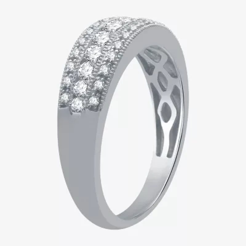 (H-I / I1) Womens 1/2 CT. T.W. Lab Grown White Diamond 10K Gold Anniversary Band