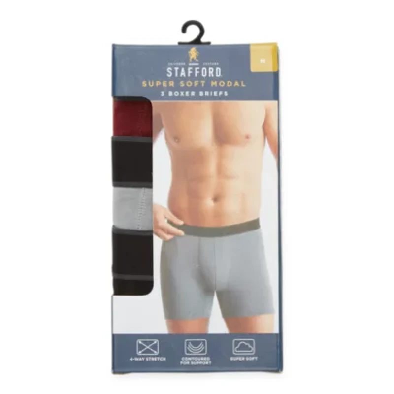 Stafford Super Soft Mens 3 Pack Boxer Briefs 301702