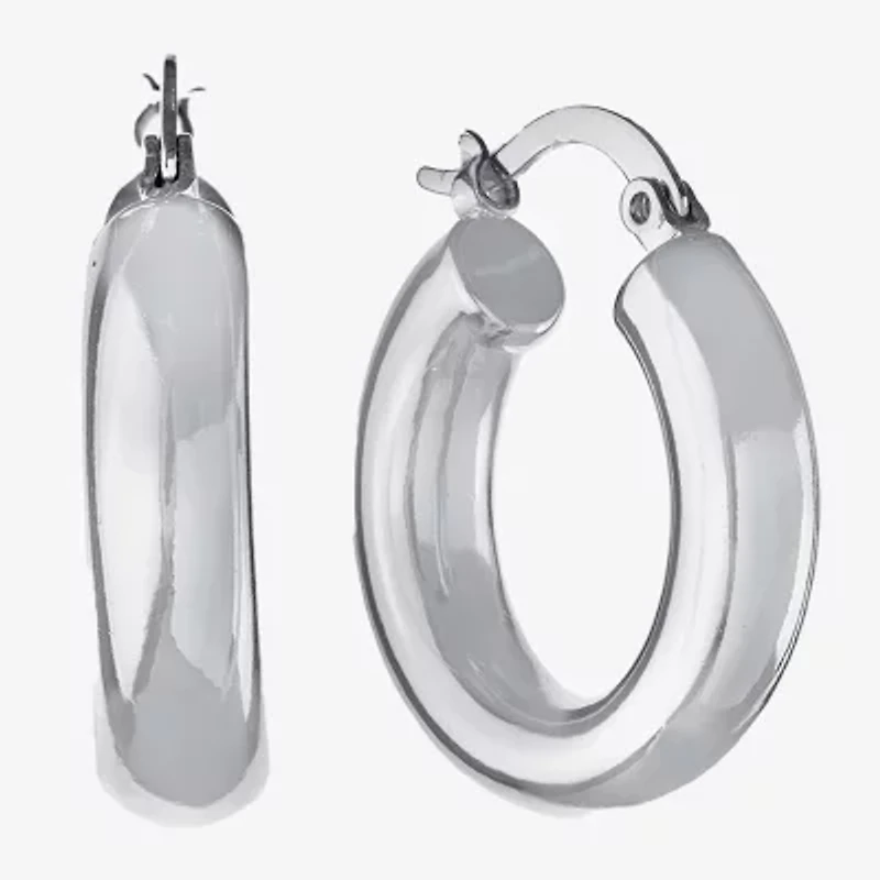 Silver Reflections Womens 25.6mm Hoop Earrings
