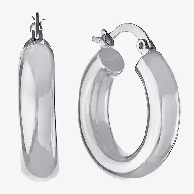 Silver Reflections Womens 25.6mm Hoop Earrings