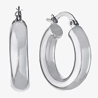 Silver Reflections Womens 25.6mm Hoop Earrings