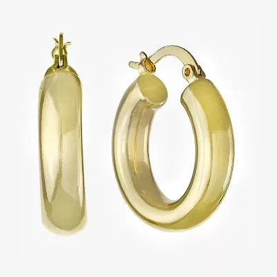 Silver Reflections Womens 14K Gold Over Brass 25.6mm Hoop Earrings