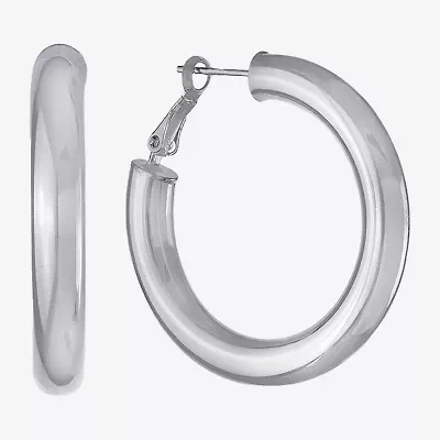 Silver Reflections Womens 36.8mm Hoop Earrings