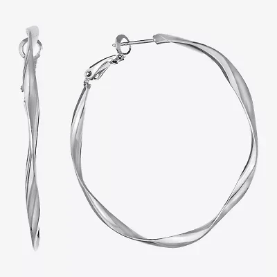 Silver Reflections Womens 48.7mm Hoop Earrings