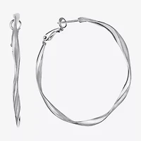 Silver Reflections Womens 48.7mm Hoop Earrings