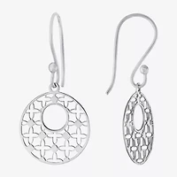 Silver Treasures Womens Sterling Silver Round Drop Earrings