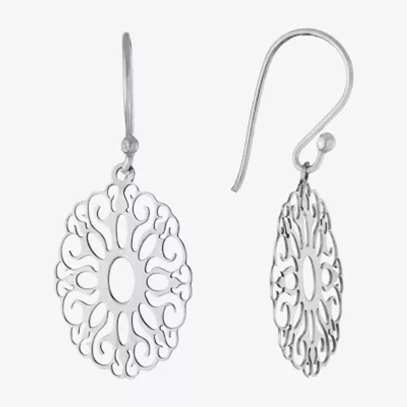 Silver Treasures Womens Sterling Silver Drop Earrings