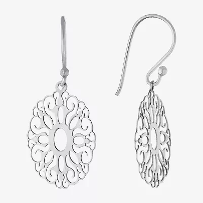 Silver Treasures Womens Sterling Silver Drop Earrings
