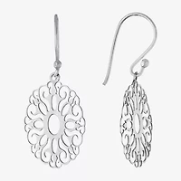 Silver Treasures Womens Sterling Silver Drop Earrings