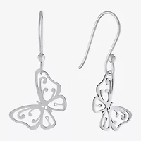 Silver Treasures Womens Sterling Silver Butterfly Drop Earrings