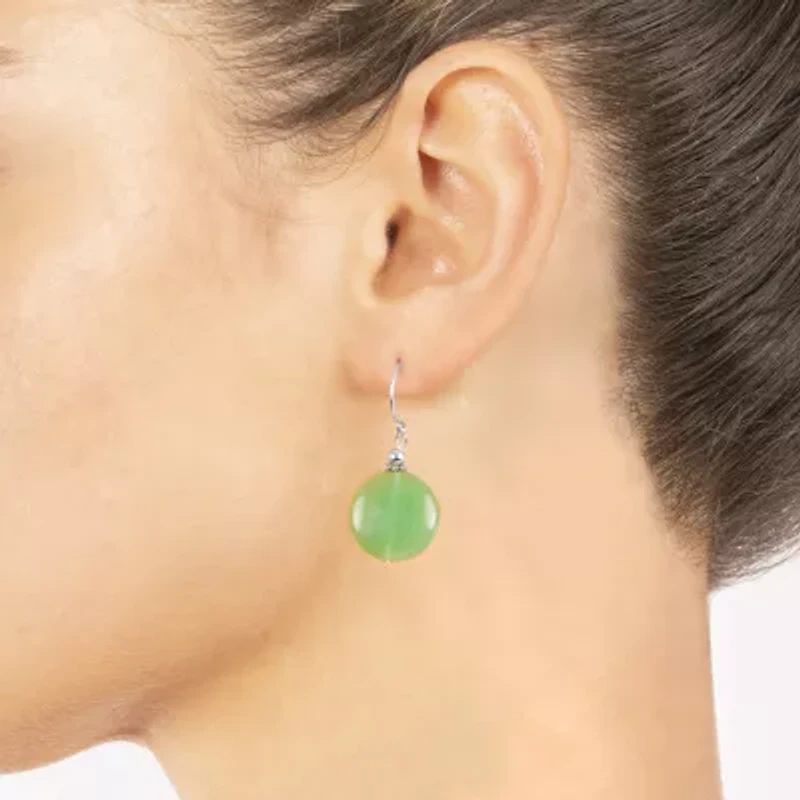 Silver Treasures Genuine Stone Womens Sterling Drop Earrings