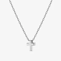 Silver Treasures Womens Sterling Silver Cross 16 Inch Pendant Necklace