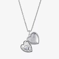 Sparkle Allure Womens Cubic Zirconia Pure Silver Over Brass 18 Inch Locket Necklace
