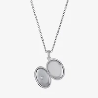 Sparkle Allure Womens Cubic Zirconia Pure Silver Over Brass 18 Inch Locket Necklace