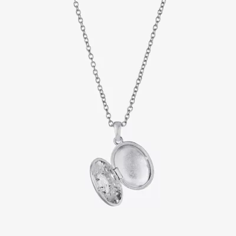 Sparkle Allure Womens Cubic Zirconia Pure Silver Over Brass 18 Inch Locket Necklace