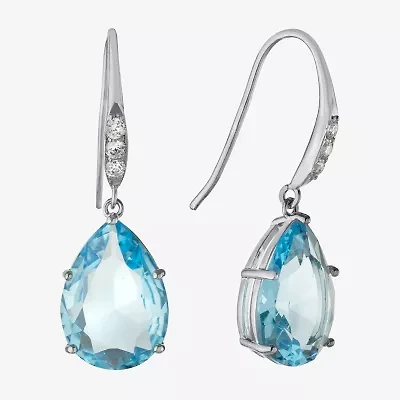 Sparkle Allure Womens Cubic Zirconia Pure Silver Over Brass Oval Drop Earrings