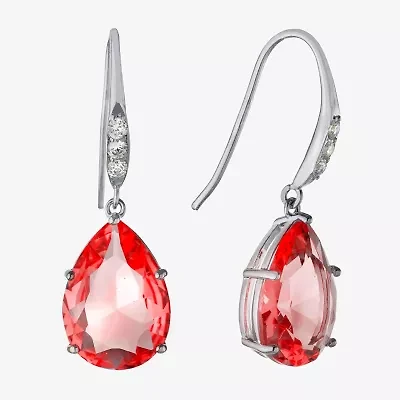 Sparkle Allure Womens Cubic Zirconia Pure Silver Over Brass Oval Drop Earrings