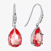 Sparkle Allure Womens Cubic Zirconia Pure Silver Over Brass Oval Drop Earrings