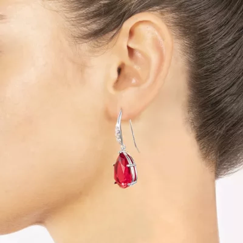 Sparkle Allure Womens Cubic Zirconia Pure Silver Over Brass Oval Drop Earrings