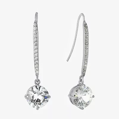 Sparkle Allure Womens Cubic Zirconia Pure Silver Over Brass Oval Drop Earrings