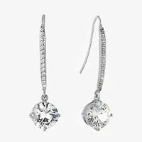 Sparkle Allure Womens Cubic Zirconia Pure Silver Over Brass Oval Drop Earrings