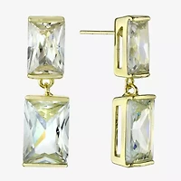 Sparkle Allure Womens Crystal 14K Gold Over Brass Rectangular Drop Earrings