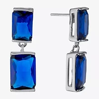 Sparkle Allure Womens Crystal Pure Silver Over Brass Rectangular Drop Earrings