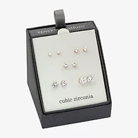 Sparkle Allure Womens Cubic Zirconia 14K Gold Over Brass Hypoallergenic 5 Pair Earring Set