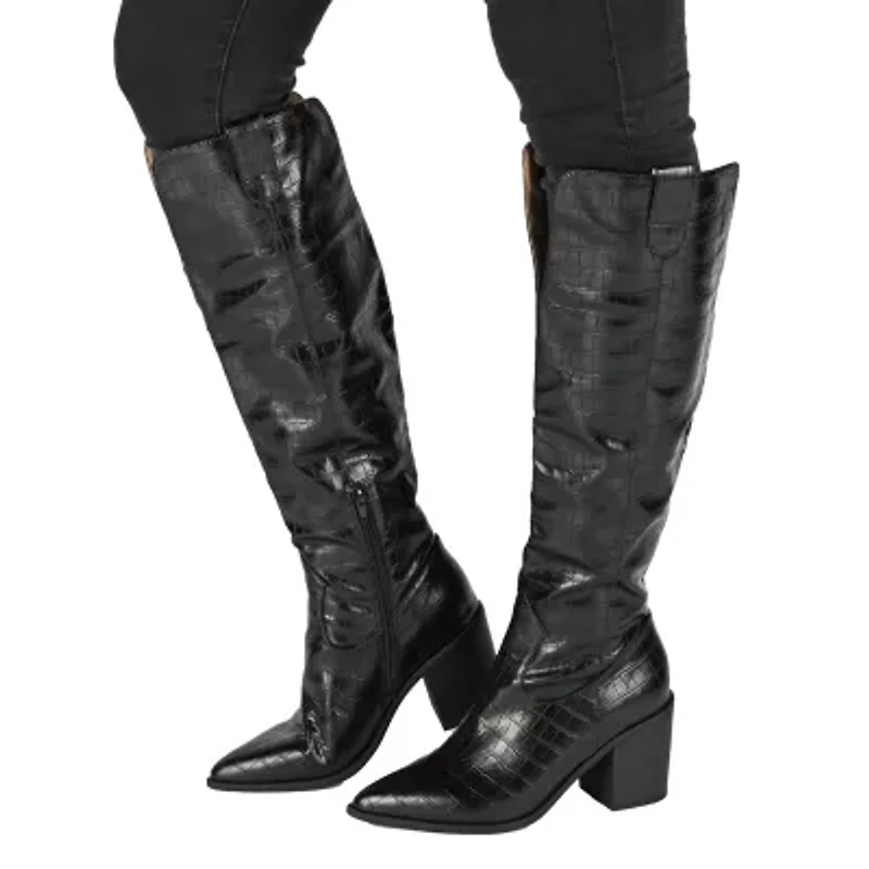 Journee Collection Womens Therese Stacked Heel Cowboy Boots