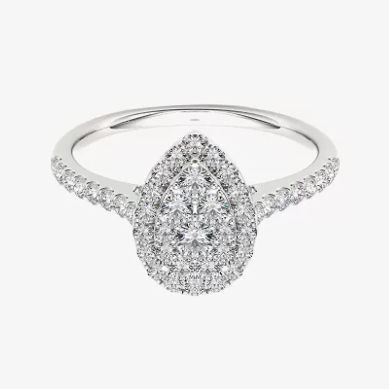 3/4 CT.T.W. Natural Diamond 10K White Gold Pear-Shaped Engagement Ring