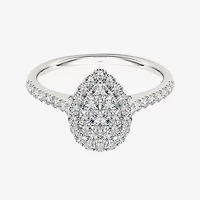 3/4 CT.T.W. Natural Diamond 10K White Gold Pear-Shaped Engagement Ring