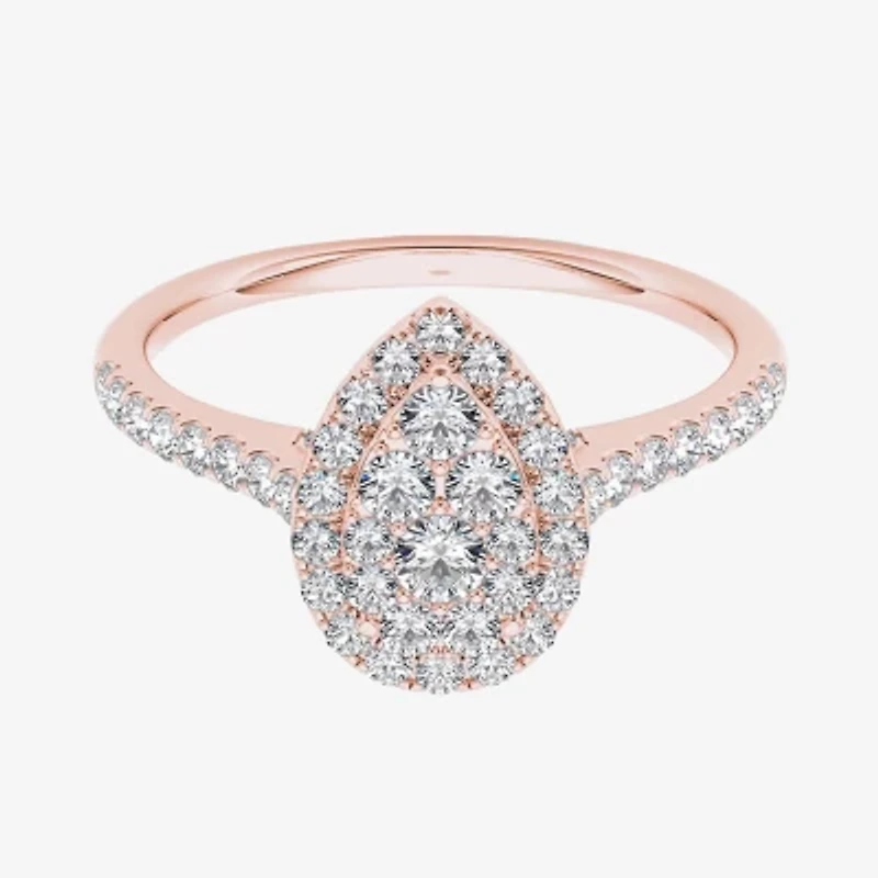 3/4 CT.T.W. Natural Diamond 10K Rose Gold Pear-Shaped Engagement Ring