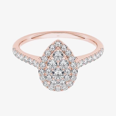 3/4 CT.T.W. Natural Diamond 10K Rose Gold Pear-Shaped Engagement Ring
