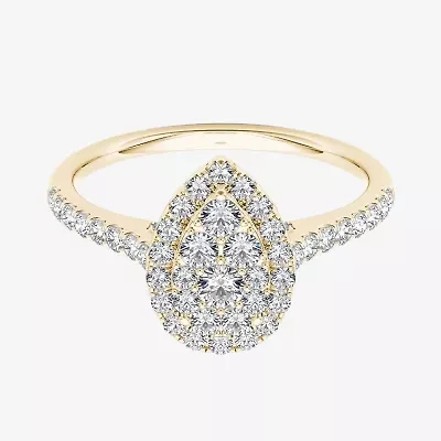 3/4 CT.T.W. Natural Diamond 10K Yellow Gold Pear-Shaped Engagement Ring