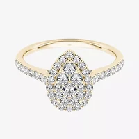 3/4 CT.T.W. Natural Diamond 10K Yellow Gold Pear-Shaped Engagement Ring
