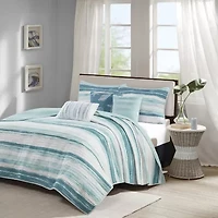 Madison Park Anchorage 6-Pc Printed Quilt Set With Throw Pillows
