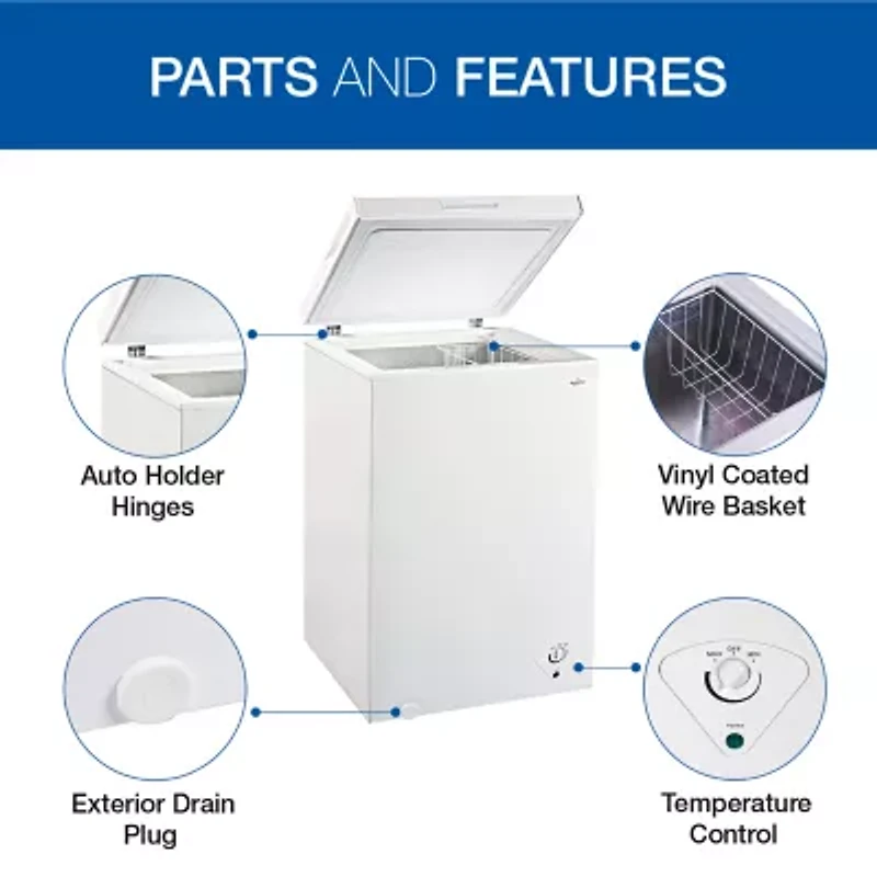 Koolatron Compact Chest Freezer 3.5 cu ft (99L) White- Manual Defrost