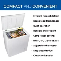 Koolatron Compact Chest Freezer 5.0 cu ft (155L) White- Manual Defrost