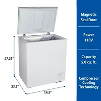 Koolatron Compact Chest Freezer 5.0 cu ft (155L) White- Manual Defrost