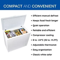 Koolatron Large Chest Freezer 7.0 cu ft (195L) White- Manual Defrost