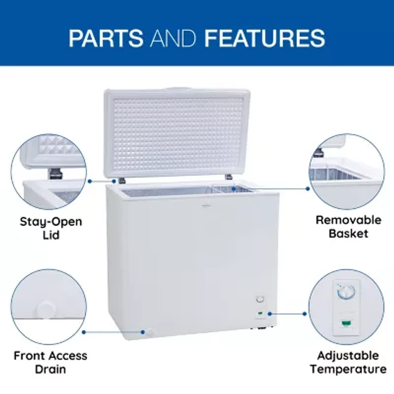 Koolatron Large Chest Freezer 7.0 cu ft (195L) White- Manual Defrost