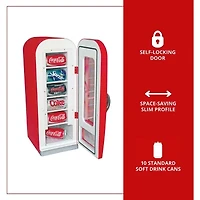 Coca-Cola Retro Vending Machine 10 Can Mini Fridge- Red- AC/DC