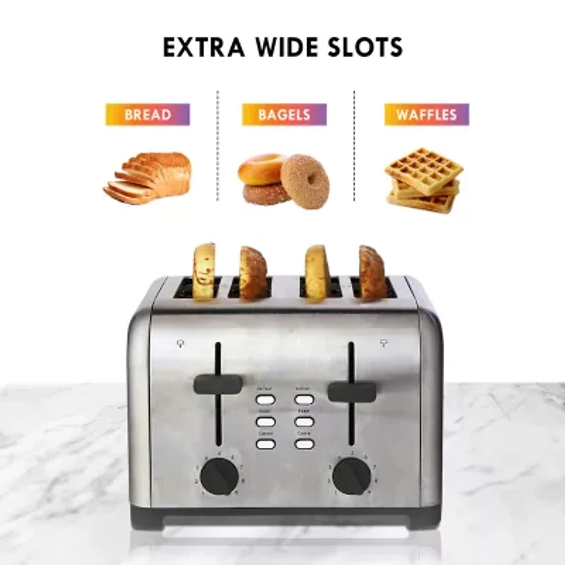 Kenmore 4-Slice Stainless Steel Toaster- Dual Controls- Wide Slot